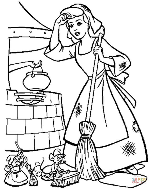 633x794 Cinderella Must Keep Her House Clean Coloring Page Free