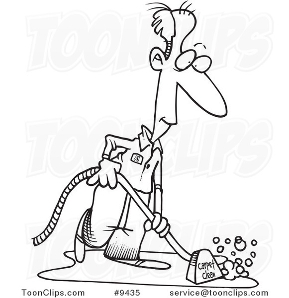 581x600 Cartoon Black And White Line Drawing Of A Carpet Cleaner