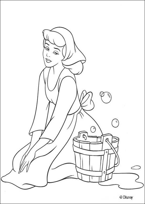 607x850 Cinderella Cleaning The House Coloring Pages