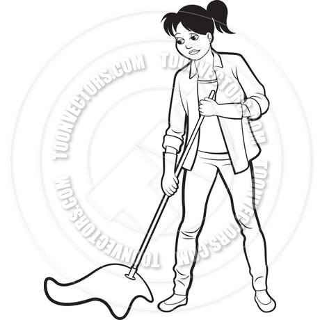 460x460 Cartoon Woman With Mop Cleaning By Lal Perera Toon Vectors Eps