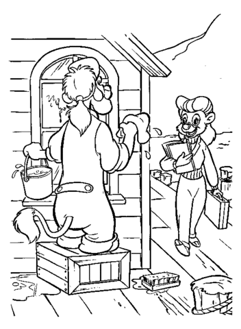 352x480 Wildcat Is Cleaning The House Coloring Page Free Printable