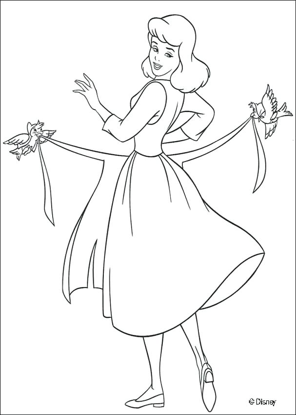 607x850 Cinderella Printable Coloring Pages Cleaning The House Dressing Up