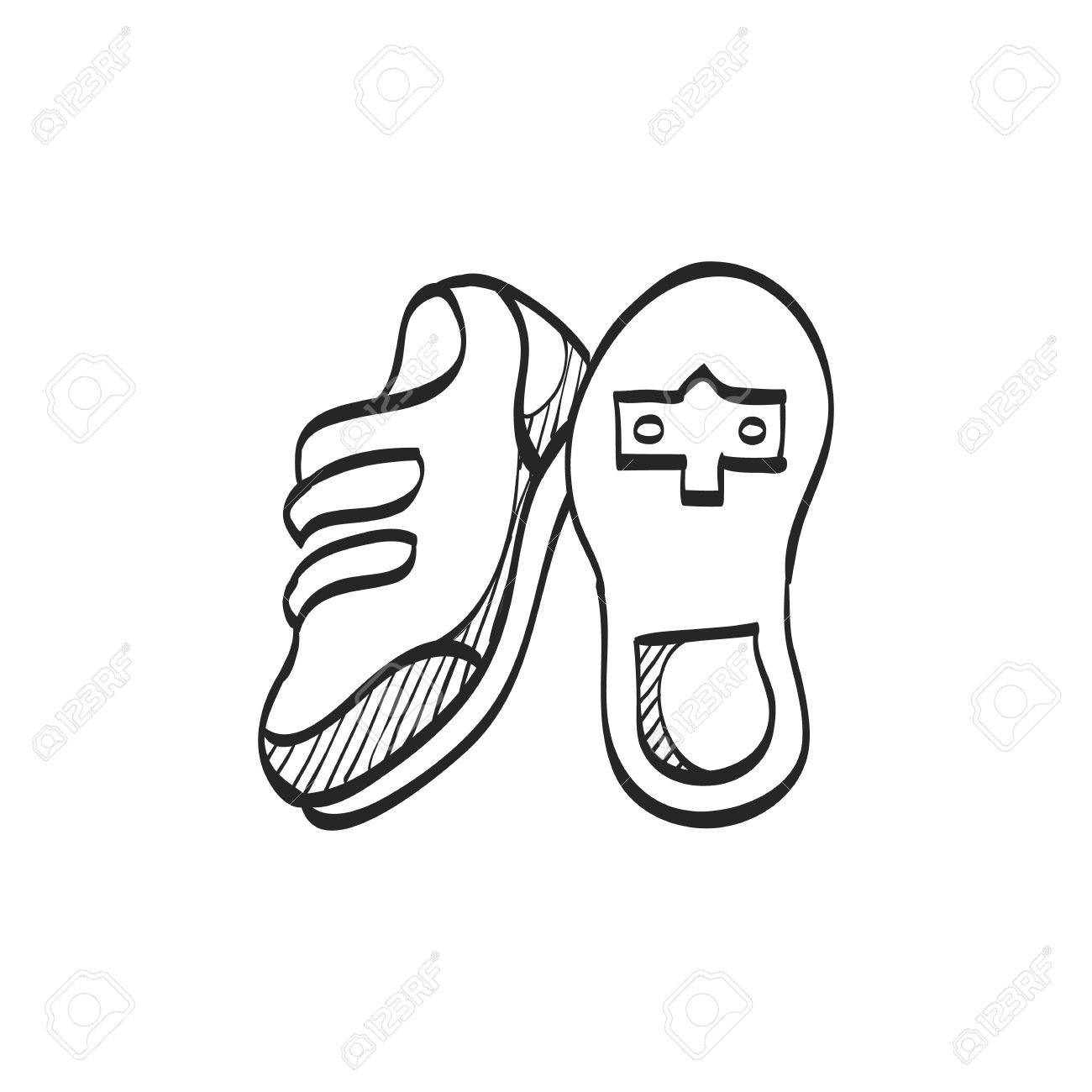 1300x1300 Cycling Shoe Icon In Doodle Sketch Lines. Sport Road Race Time