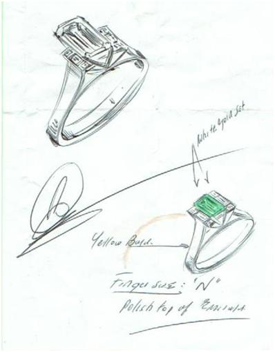 398x510 Hand Drawn Design By Robert Cliff. Jewellery Rendering