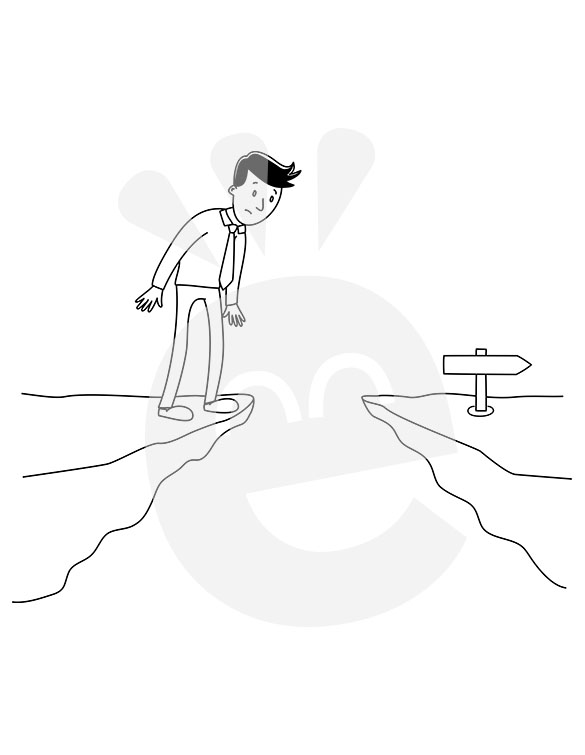 585x755 Man Stuck At Gap In The Road At The Edge Of Cliff