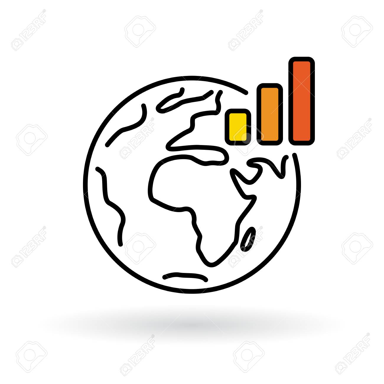 1300x1300 Simple World With Global Warming Chart Icon. Earth And Climate