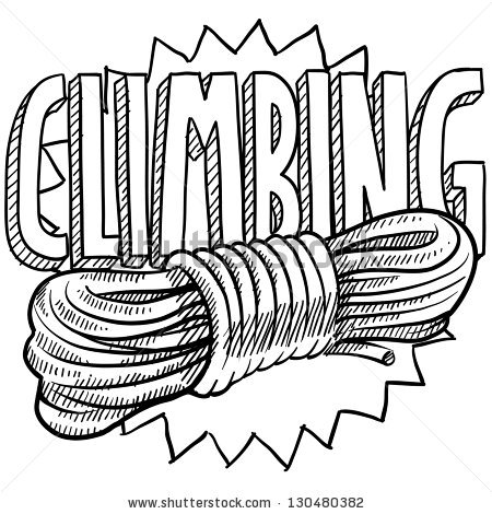 450x470 Doodle Style Mountain Climbing Sports Illustration. Includes Text