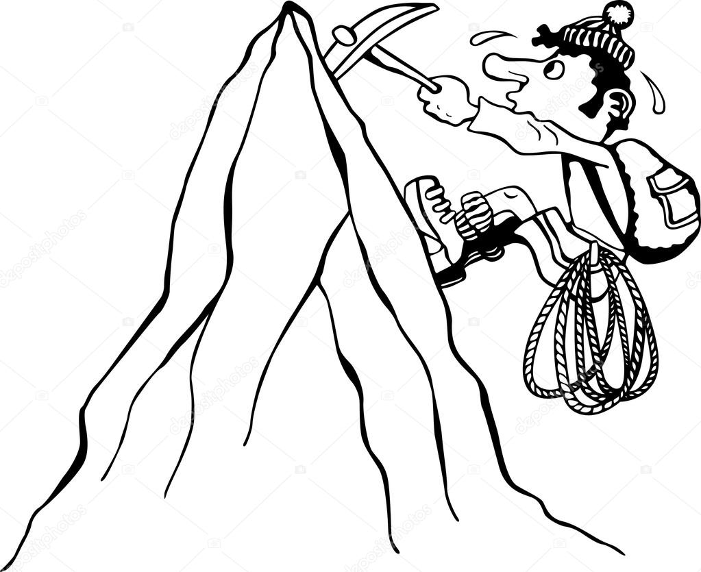 1023x835 Alpinist Climbing A Mountain Stock Vector Den.barbulat