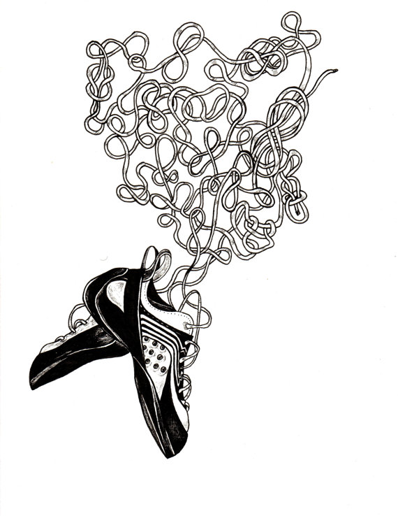 570x738 Beta Dance Rock Climbing Shoes Drawing Print