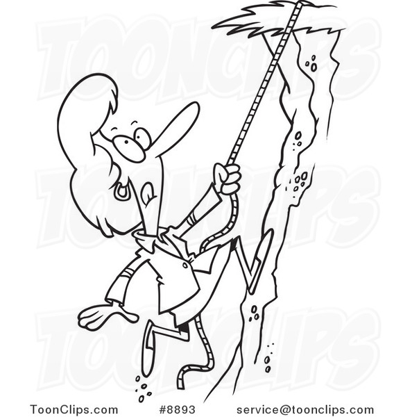 581x600 Cartoon Black And White Line Drawing Of A Business Woman Climbing