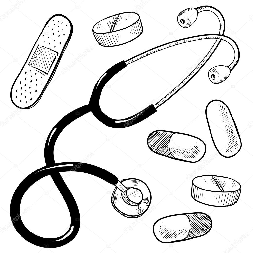 1024x1024 Medical Clinic Objects Sketch Stock Vector Lhfgraphics