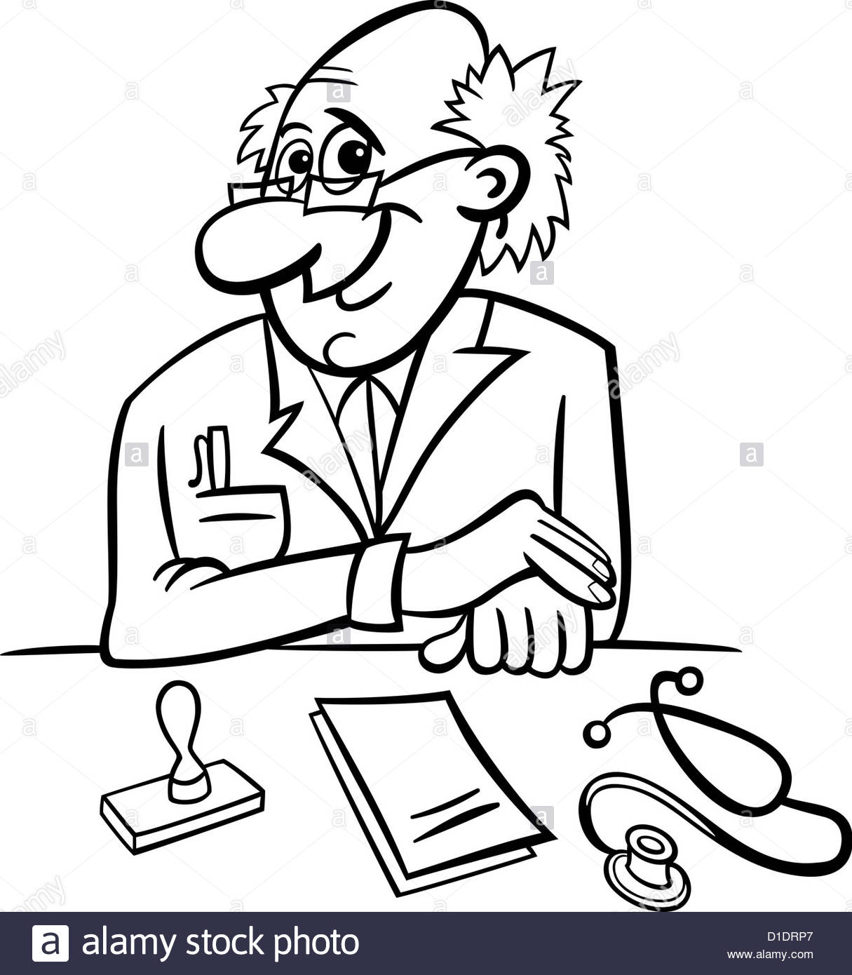 1215x1390 Black And White Cartoon Illustration Of Male Medical Doctor