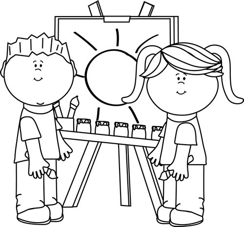500x466 Boy Drawing Clipart Black And White