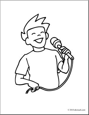 304x392 Clip Art Boy Singing (Coloring Page) I Abcteach