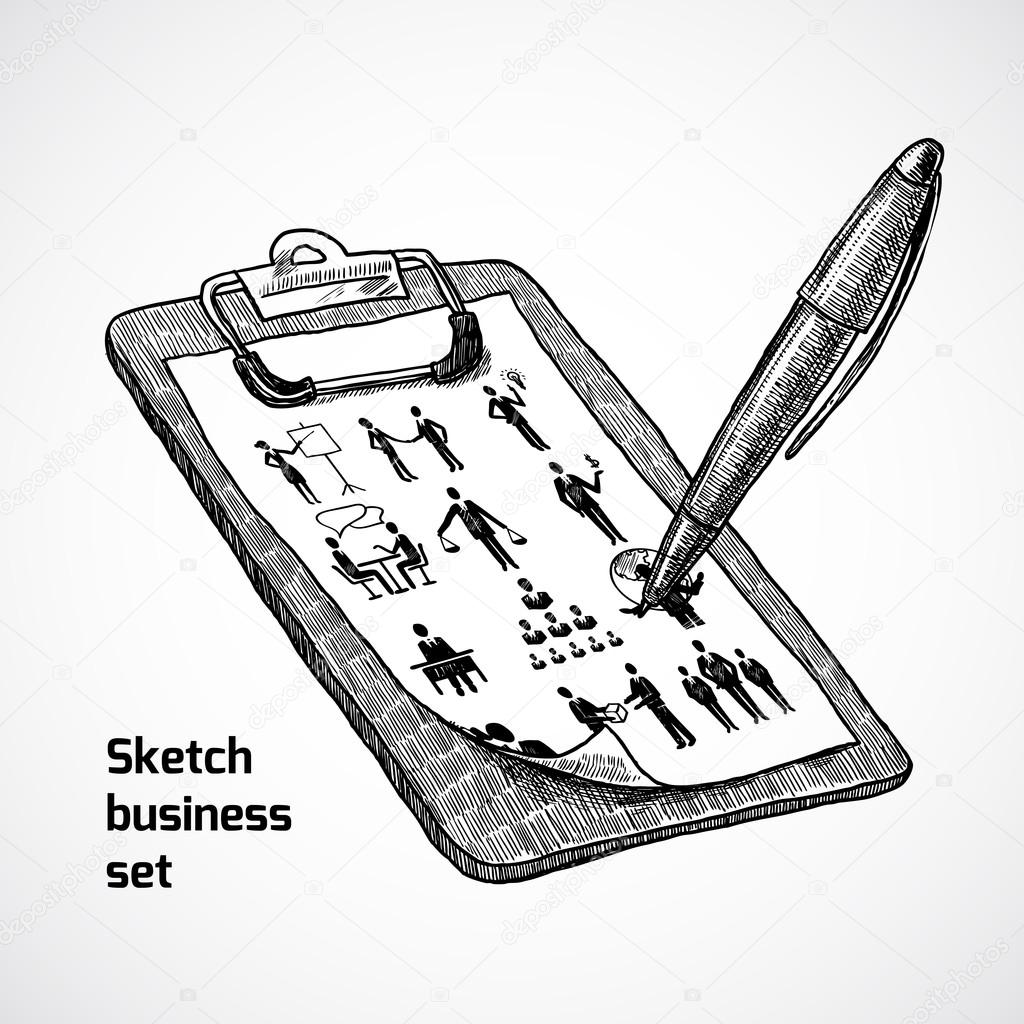 1024x1024 Clipboard With Business Sketch Stock Vector Macrovector