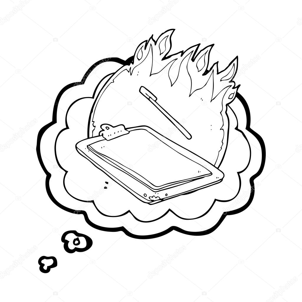 1024x1024 Thought Bubble Cartoon Clip Board On Fire Stock Vector