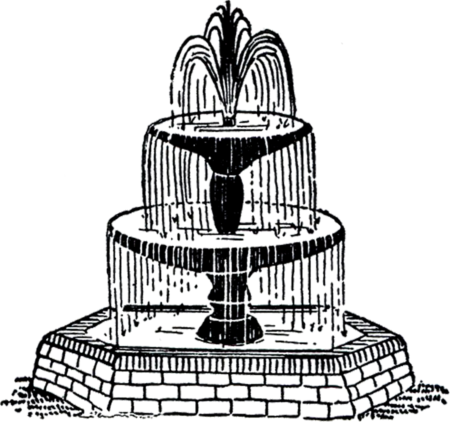 1800x1691 Free Vintage Fountain Clip Art!