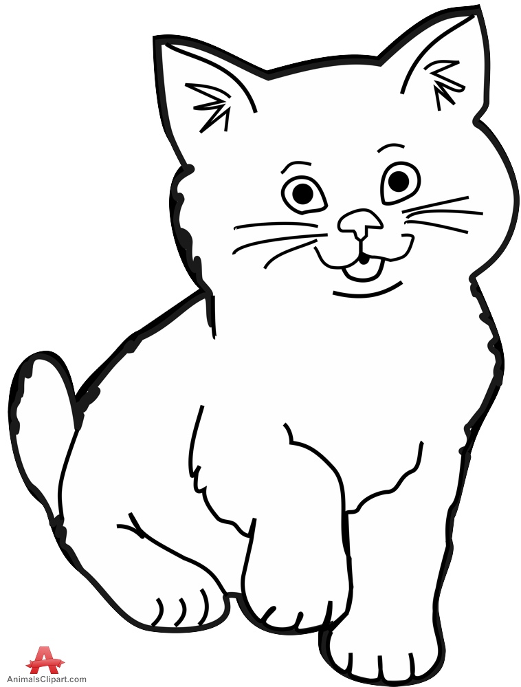 758x999 Contour Drawing Of Little Kitten Cat Free Clipart Design Download