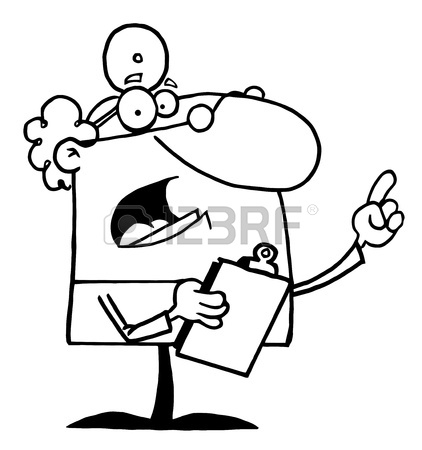 422x450 Outlined Senior Male Doctor Holding A Clipboard And Pointing