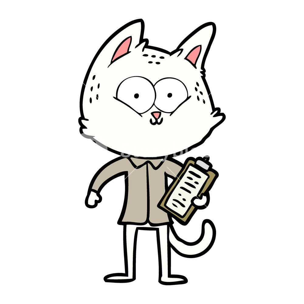 1000x1000 Cartoon Cat With Clipboard Royalty Free Stock Image