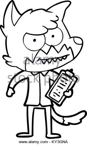 284x470 Cartoon Grinning Fox With Clipboard Stock Vector Art