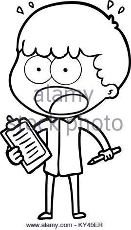 269x470 Cartoon Shocked Man With Clipboard And Pen Stock Vector Art