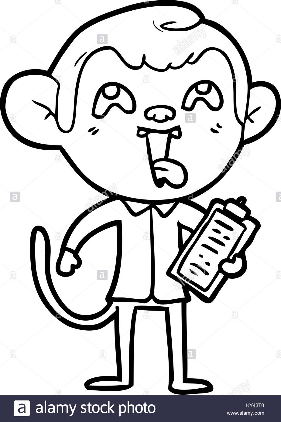 925x1390 Crazy Cartoon Monkey With Clipboard Stock Vector Art