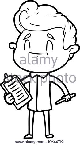 261x470 Happy Cartoon Man With Pen And Clipboard Stock Vector Art