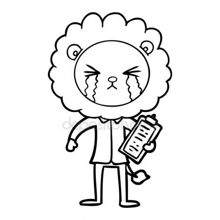 450x450 Cartoon Crying Lion Clipboard Stock Vector Lineartestpilot