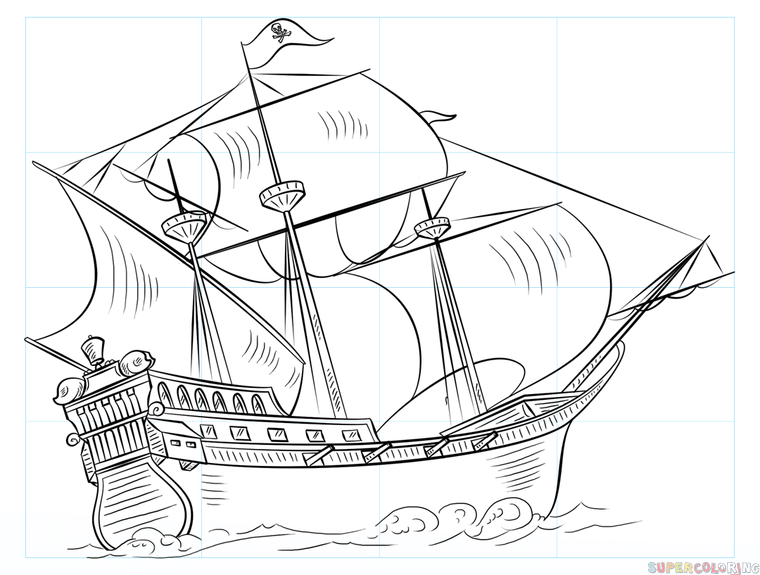 760x575 How To Draw A Pirate Ship Step By Step Drawing Tutorials