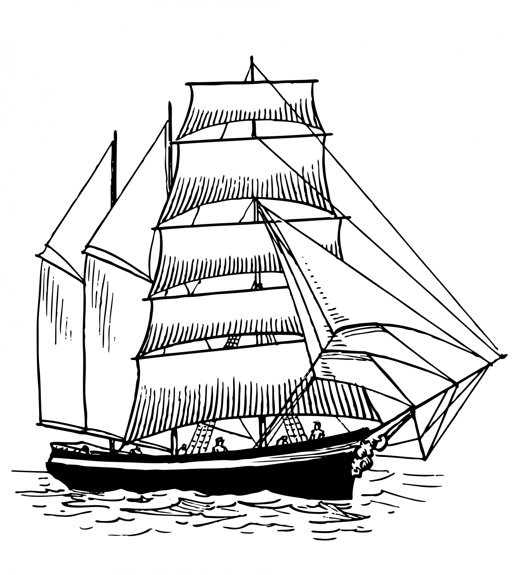 1727x1920 Sailing Boat Clipart Line Drawing