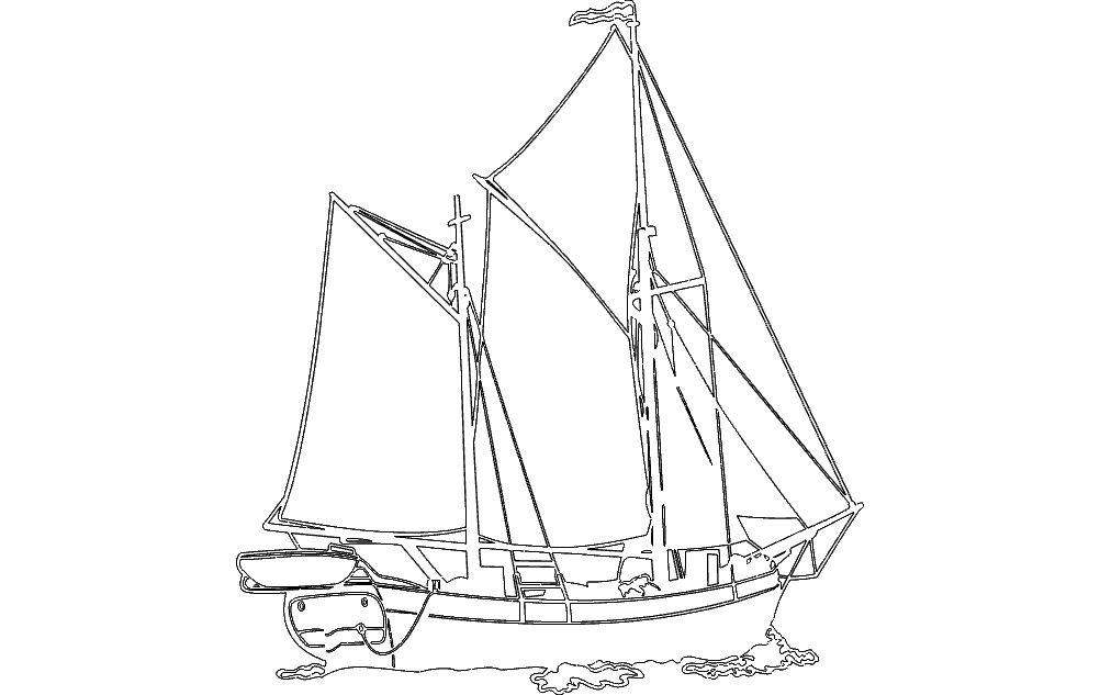 1002x633 Sailing Ship Dxf File Free Download
