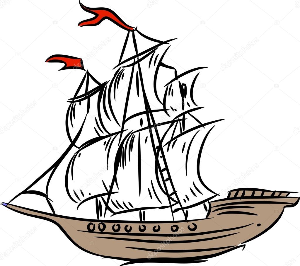 1024x908 Sketch Of Sailing Ship Stock Vector Mariaflaya