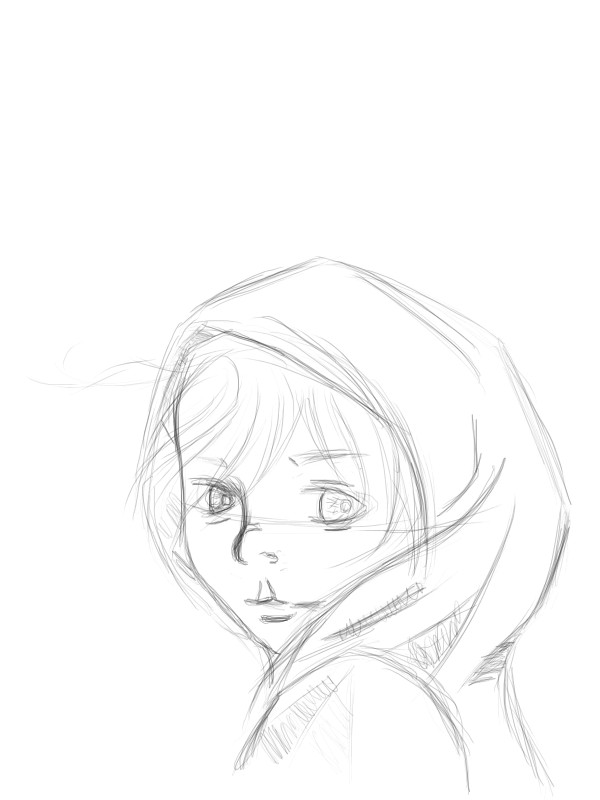 600x800 Girl In Cloak Sketch By Prince Pyro