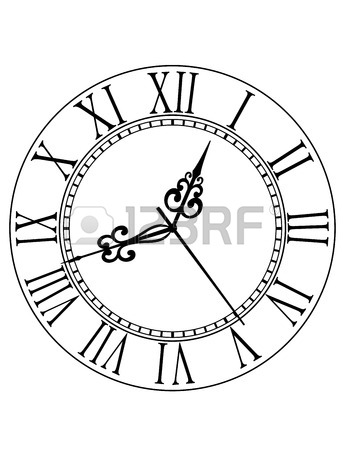 345x450 Dainty Line Drawing Of A Round Dial Clock Face With Arabic