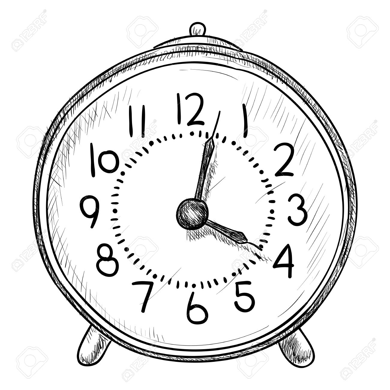 1300x1300 Vector Sketch Of Clock. Hand Draw Illustration. Royalty Free
