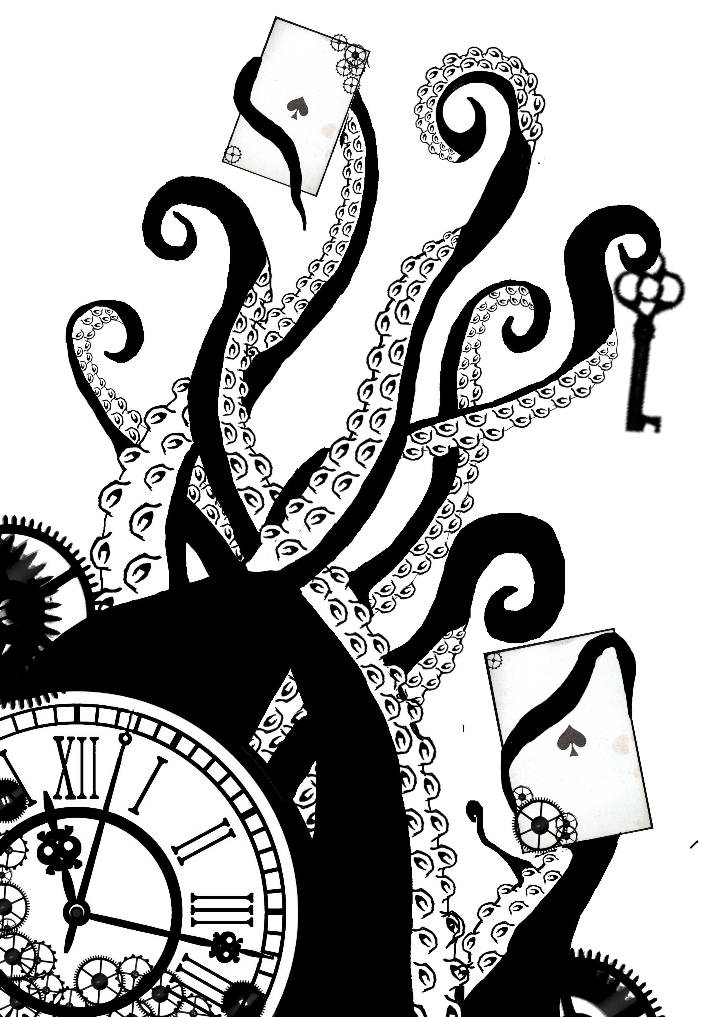 2480x3508 Steampunk Clock Drawing
