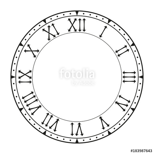 500x500 Clock Face. Black Blank Clock With Roman Numerals Stock Image