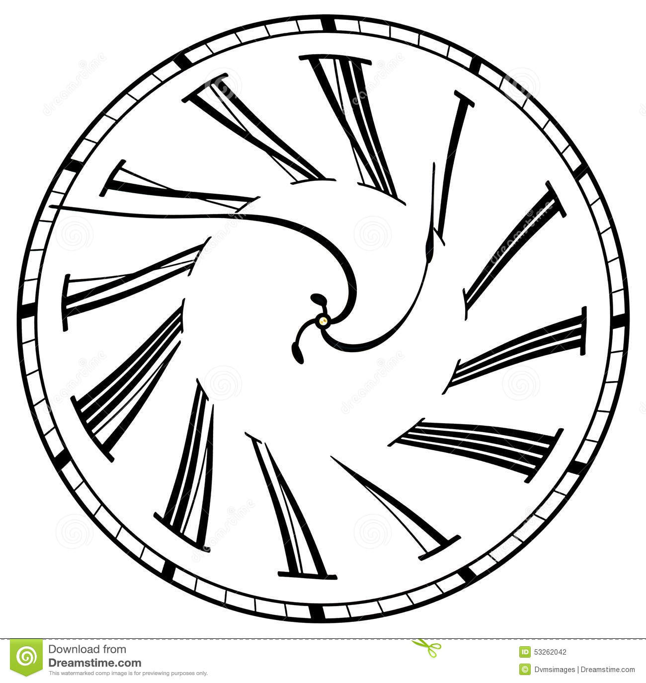 1300x1375 Surreal Clock Face Stock Illustration