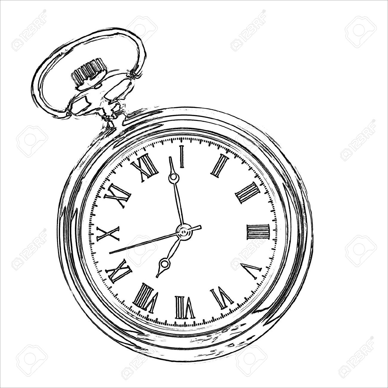 1300x1300 Pocket Watch Line Drawing Antique Stopwatch Stock Photos Pictures