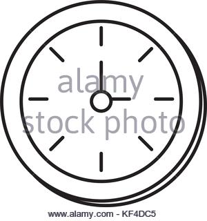 300x320 Line Wall Clock Design To Know The Time Stock Vector Art