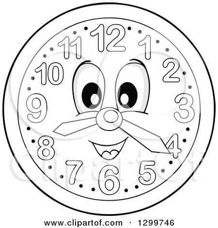 450x470 Clipart Of A Happy Wall Clock Character