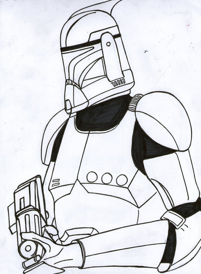 766x1043 Clone Trooper Portrait Line Art By Funtimes