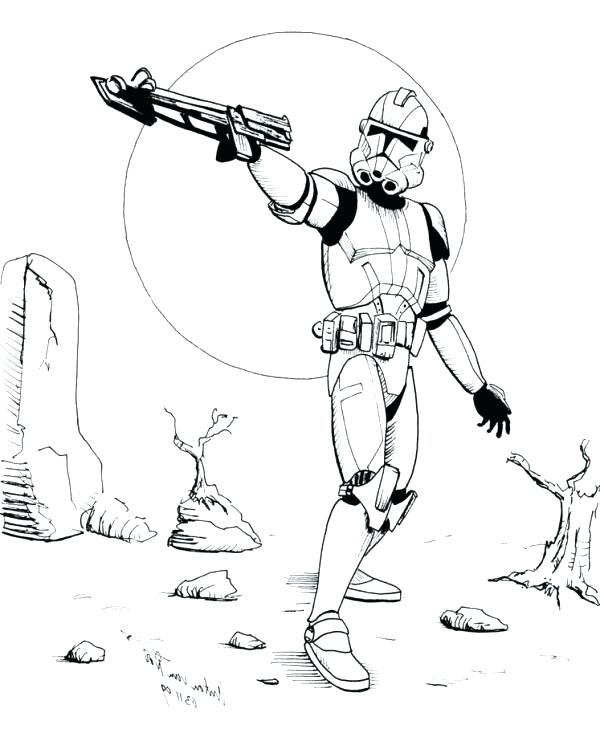 600x737 Clone Trooper Coloring Page Star Wars Clone Captain Coloring Pages
