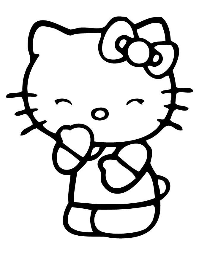 670x867 Smiling Hello Kitty With Eyes Closed Coloring Page H Amp M