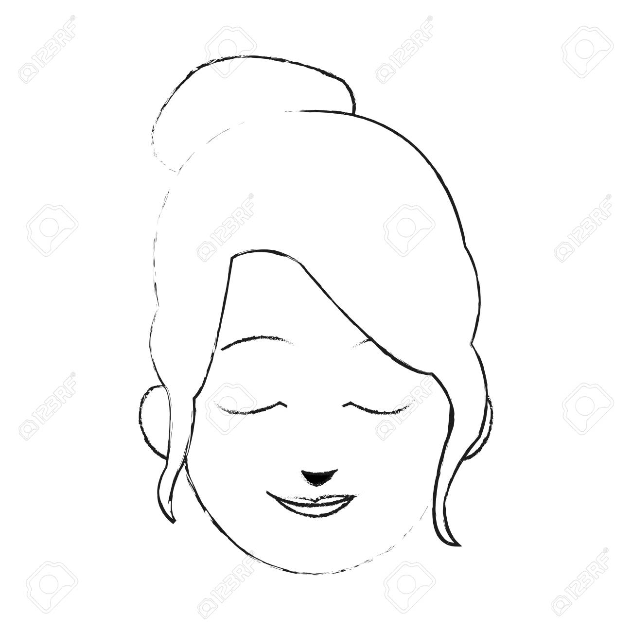 1300x1300 Face Of Young Pretty Woman With Closed Eyes Cartoon Icon Image