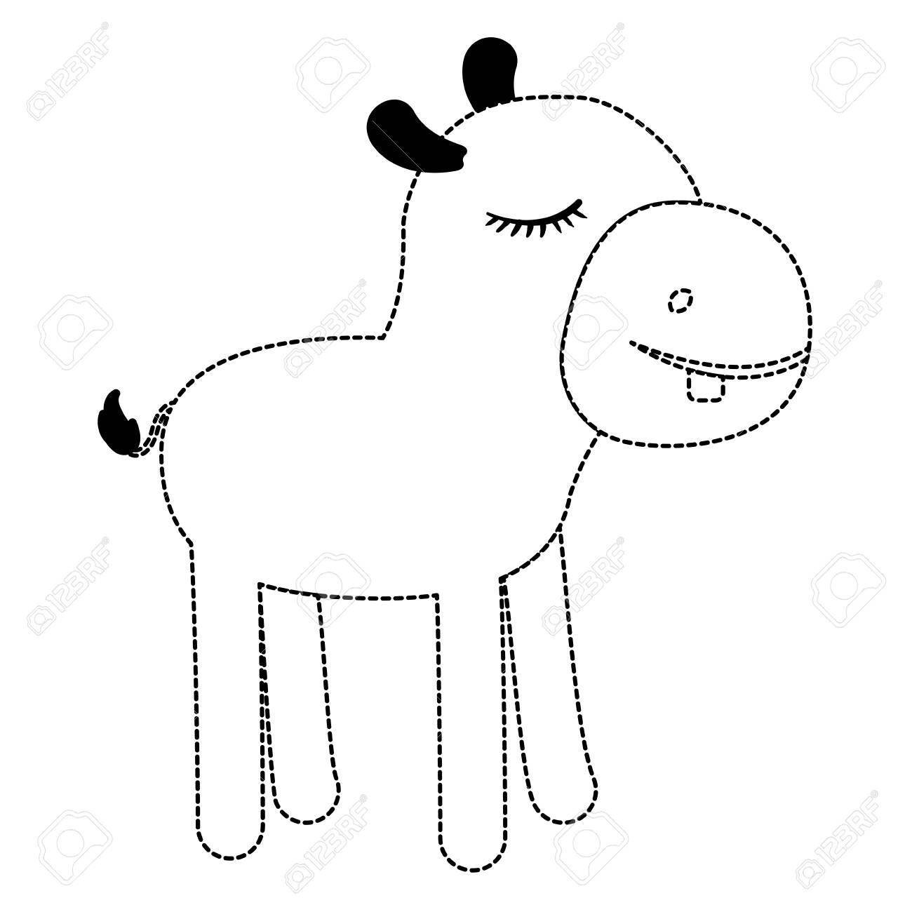 1300x1300 Female Hippopotamus Cartoon With Closed Eyes Expression In Black