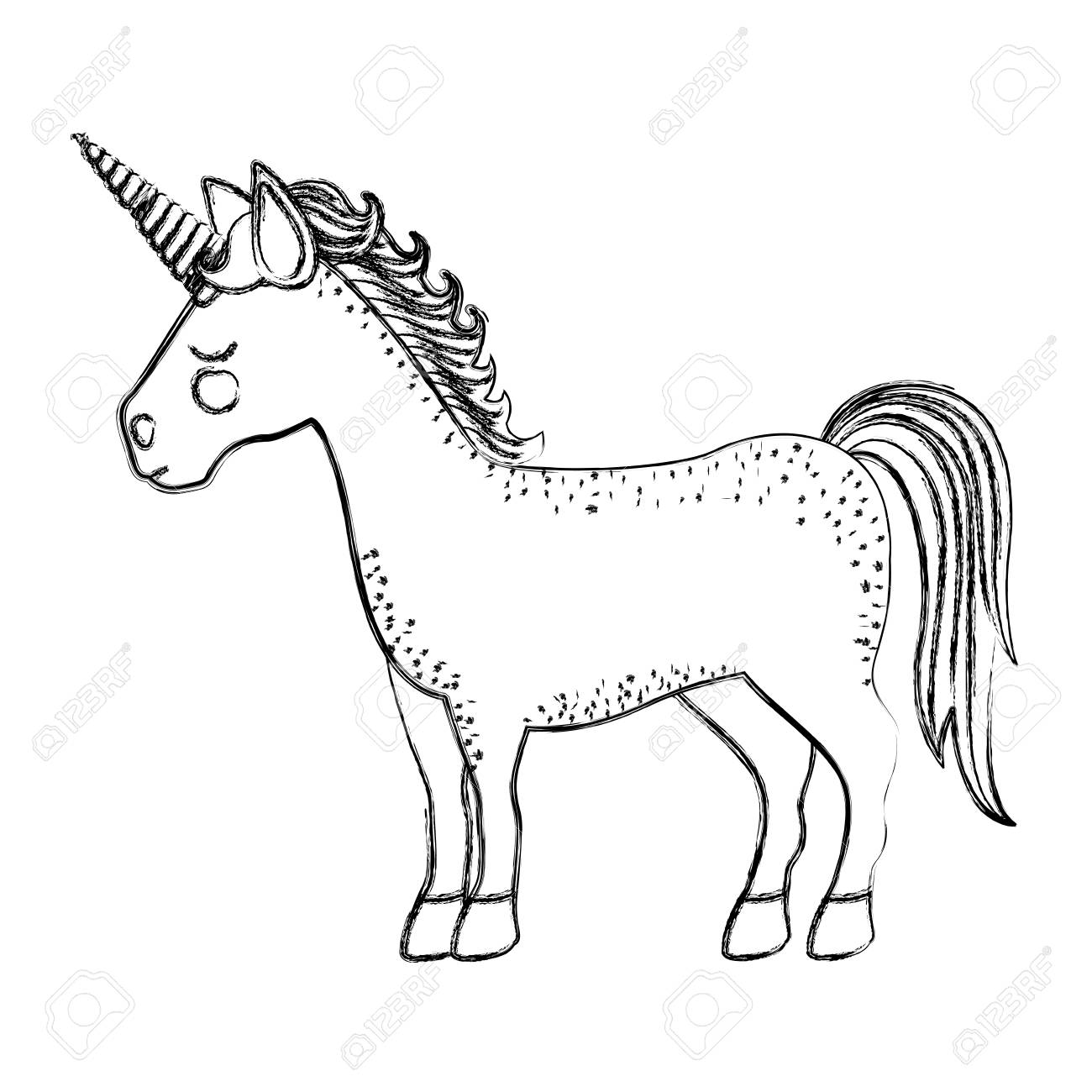 1300x1300 Monochrome Blurred Silhouette Of Cartoon Unicorn Standing