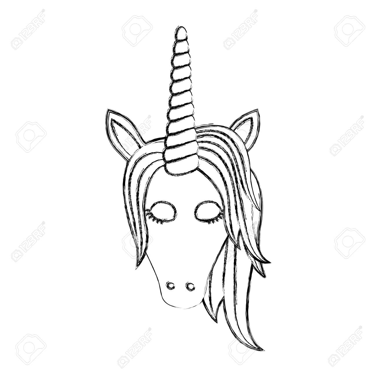 1300x1300 Monochrome Blurred Silhouette Of Front Face Of Female Unicorn