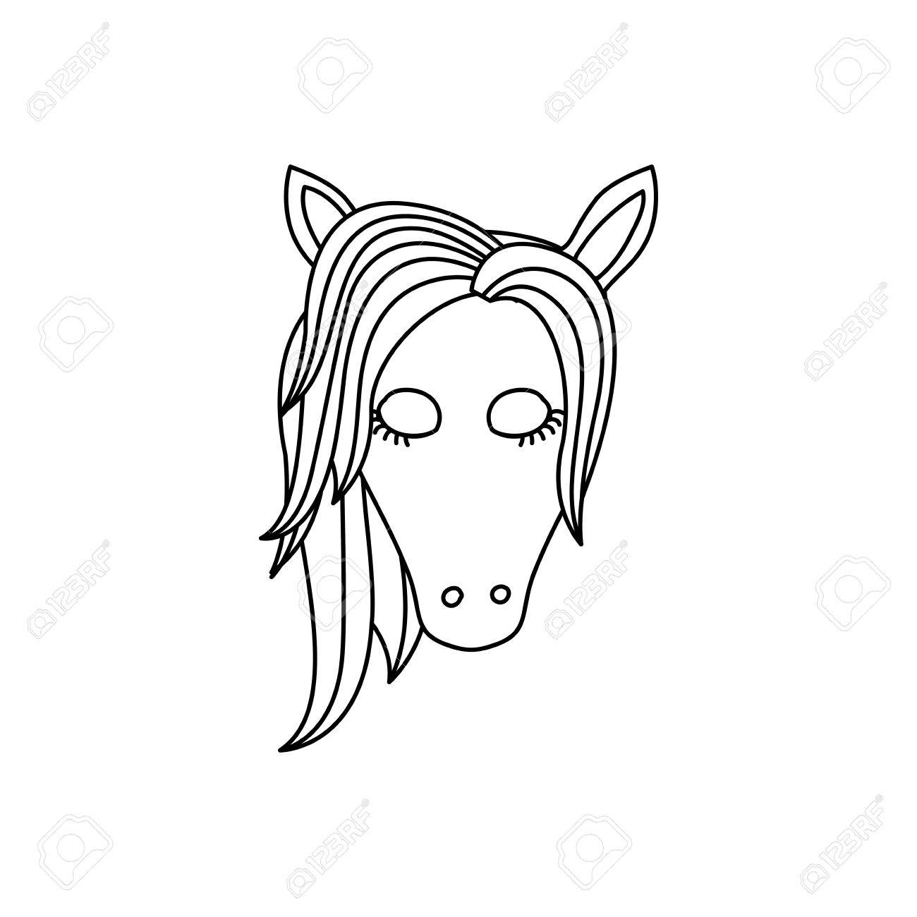 1300x1300 Monochrome Silhouette Of Front Face Of Female Unicorn With Closed